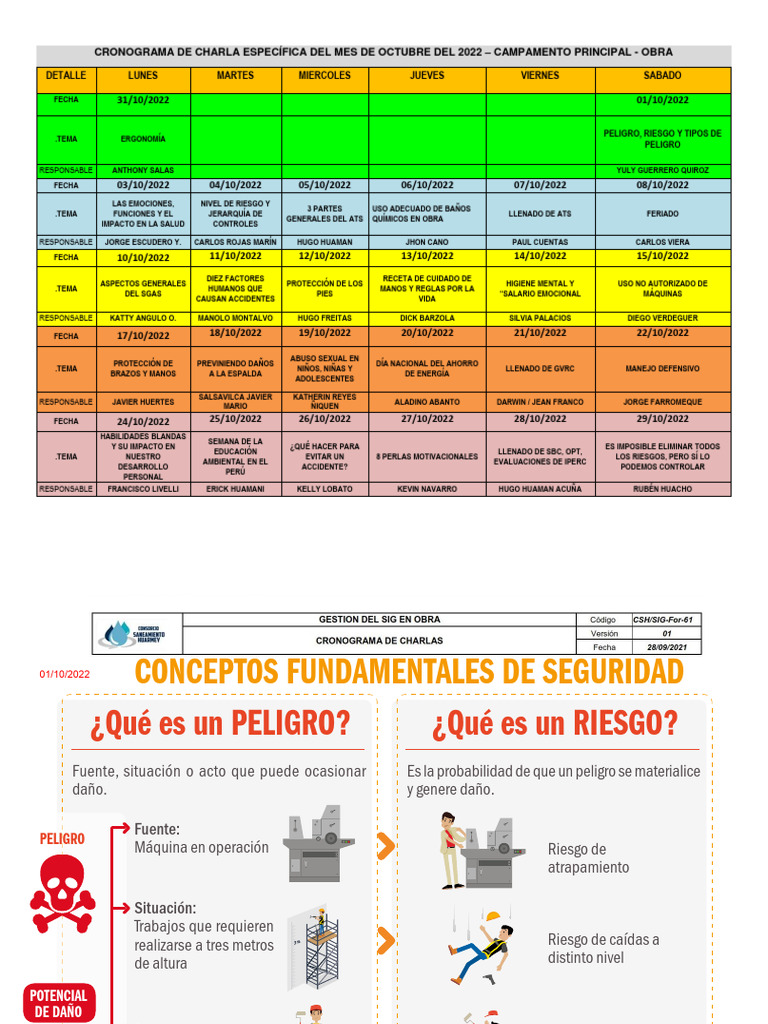 Cronograma de Charlas Del Mes de Octubre 2022 | PDF | Las emociones ...