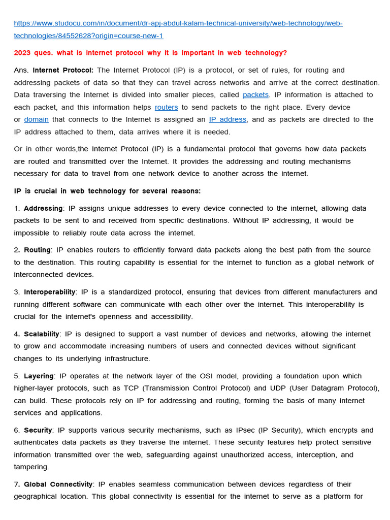 Unit 1 Notes Pdf Transport Layer Security Internet Protocols
