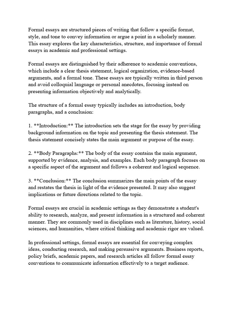 Essay About Formal Essays | PDF | Essays | Critical Thinking