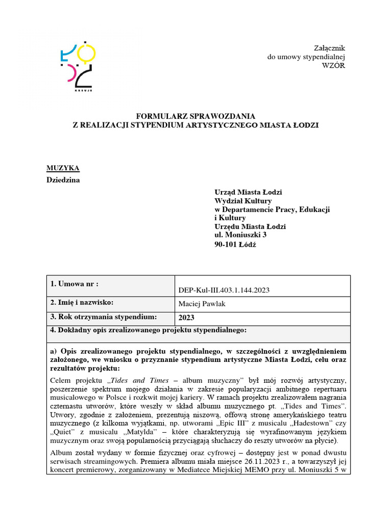 Formularz sprawozdania pdf