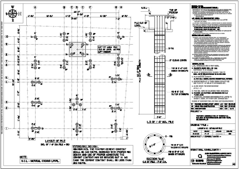 002 - SHOLINGANALLUR - LAYOUT & R.C DETAILS OF PILE-Model | PDF