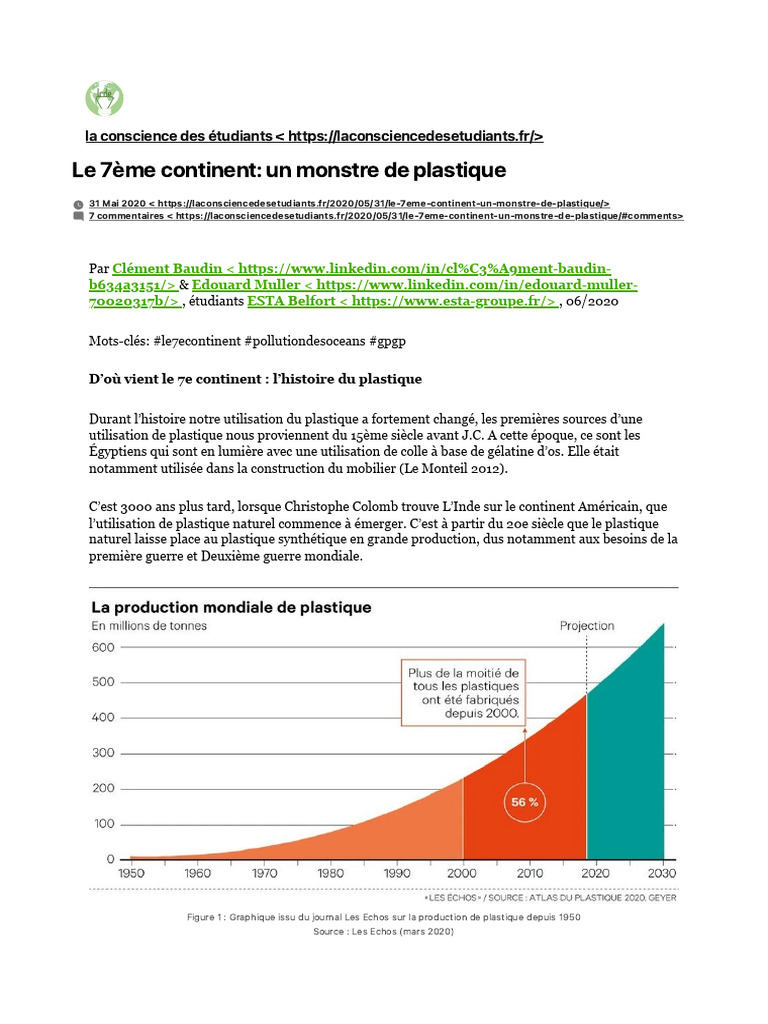 Le 7ème continent de plastique expliqué | PDF | Plastique | Problèmes ...