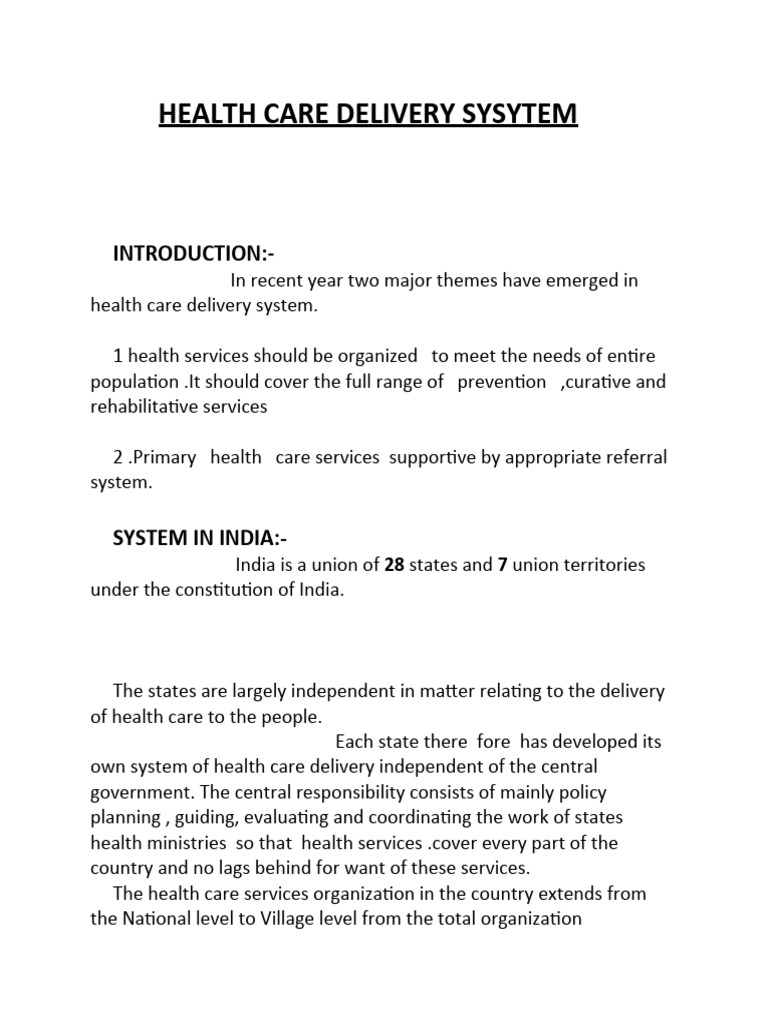 India's Health Care Delivery System | PDF | Medicine | Public Services
