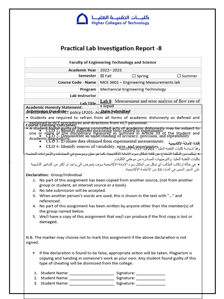 Flow Rate Measurement & Error Analysis | PDF | Flow Measurement ...