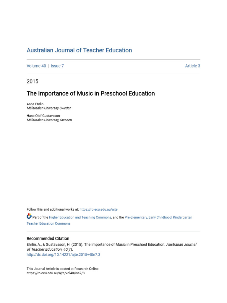 The Importance of Music in Preschool Education | PDF | Focus Group ...
