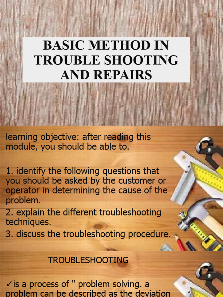 Basic Method in Trouble Shooting and Repairs | PDF | Troubleshooting ...