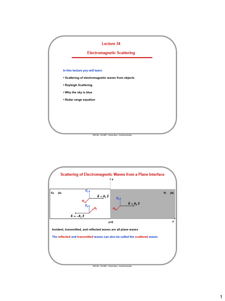 Electromagnetic Wave Scattering Concepts | PDF | Scattering | Waves