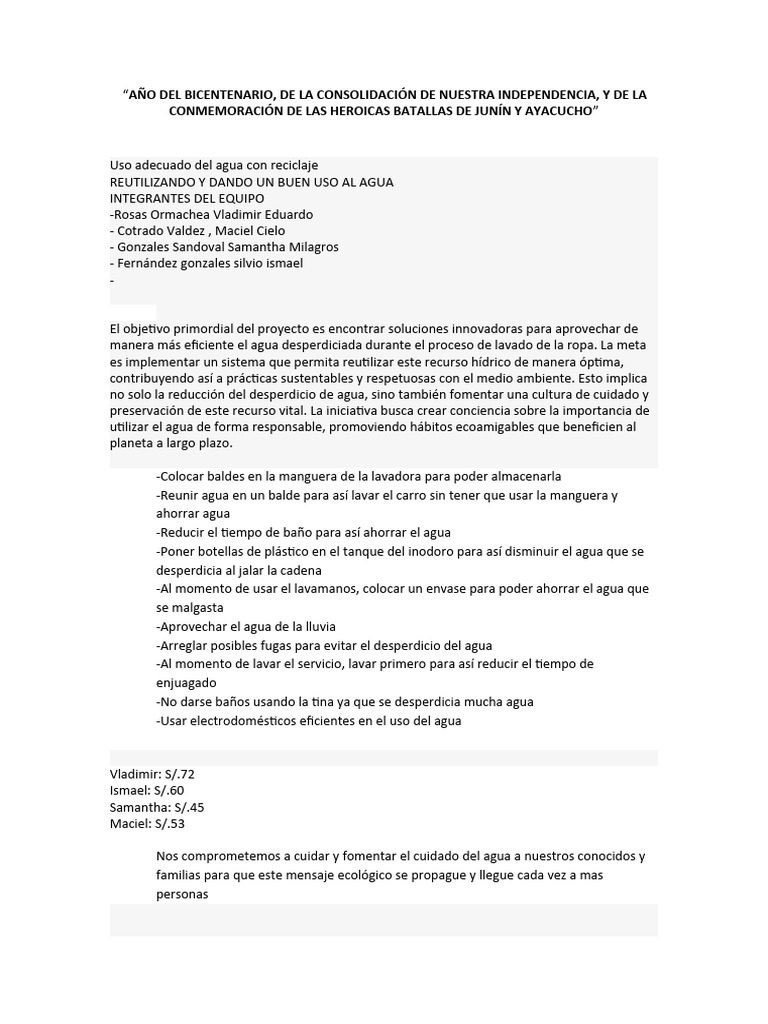 Mensajes para el uso responsable del agua | PDF | Agua