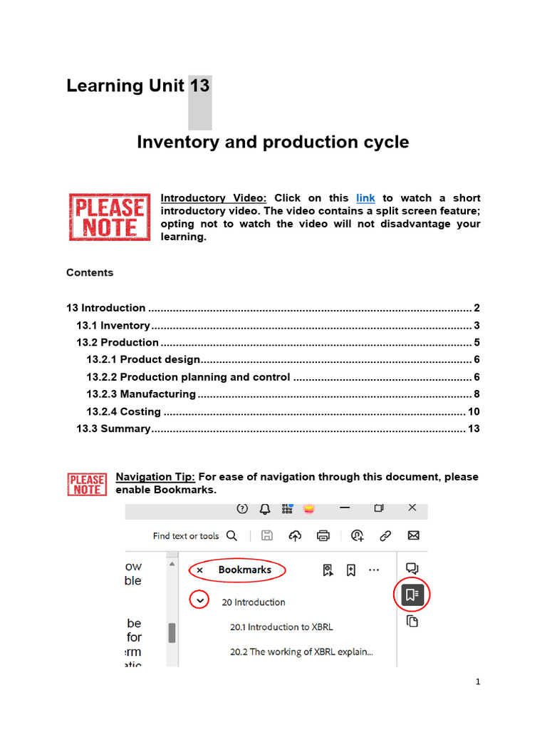 Inventory and Production Cycle Overview | PDF | Inventory | Debits And ...