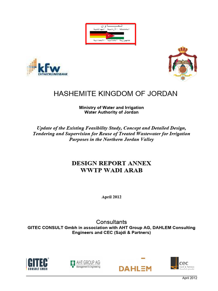 Hydraulic Design Report WWTP Wadi Arab Rev 0 PDF Sewage Treatment