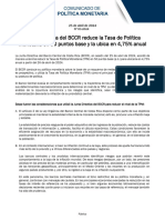 Junta Directiva Del BCCR Reduce La Tasa de Política Monetaria en 50 Puntos Base y La Ubica en 4,75% Anual