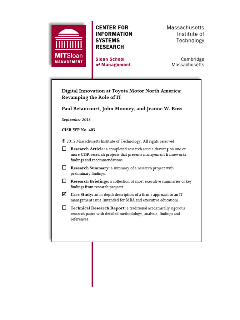 Toyota's IT-Led Digital Innovation | PDF | Cloud Computing | Toyota