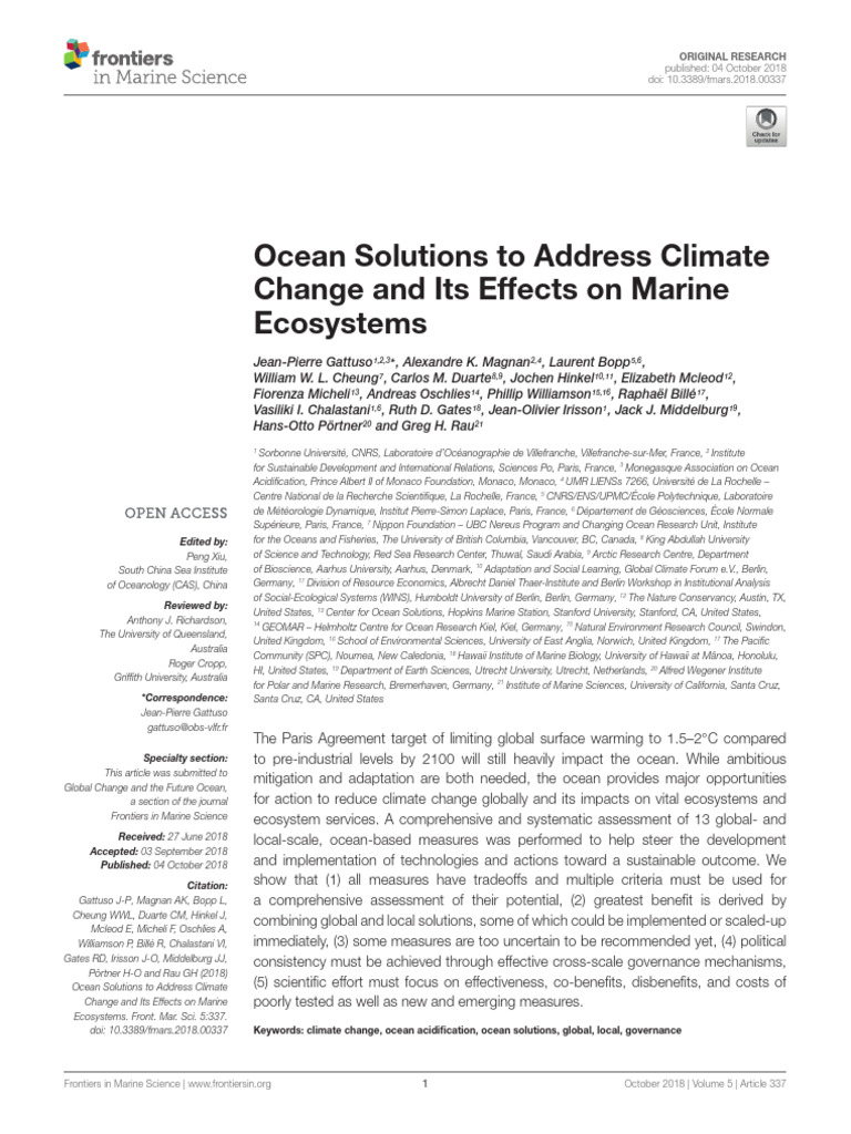 Ocean Solutions for Climate Change Impact | PDF | Climate Change | Oceans