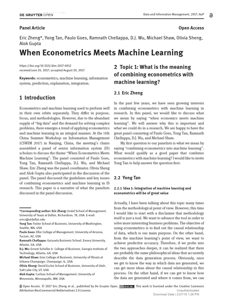 When Econometrics Meets Machine Learning | PDF | Machine Learning ...