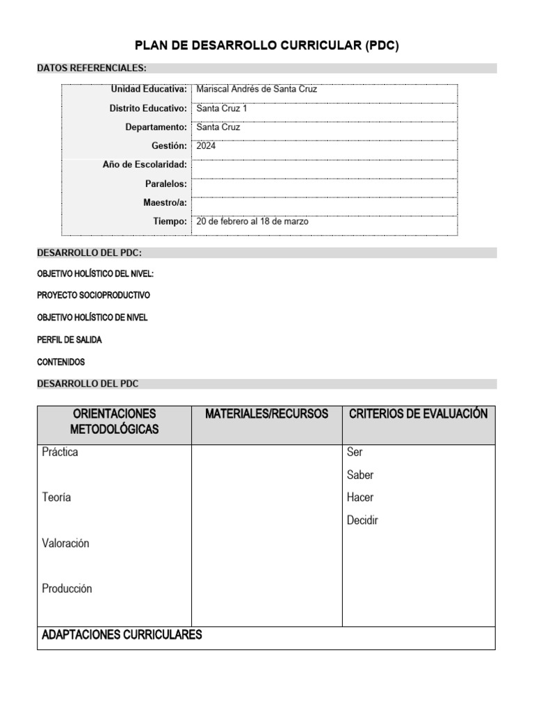 Plan de Desarrollo Curricular 2024 | PDF | Aprendizaje