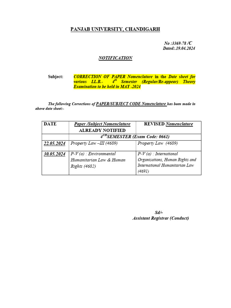 LL.B. 4th Semester Exam Paper Corrections | PDF