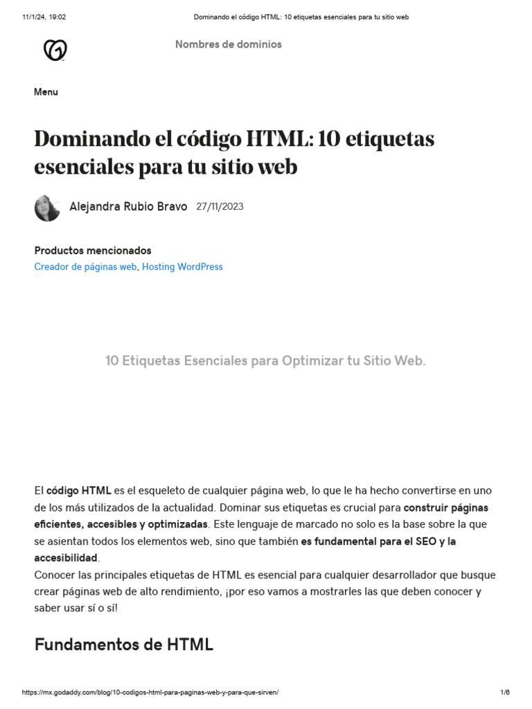 Dominando El Código HTML - 10 Etiquetas Esenciales para Tu Sitio Web ...