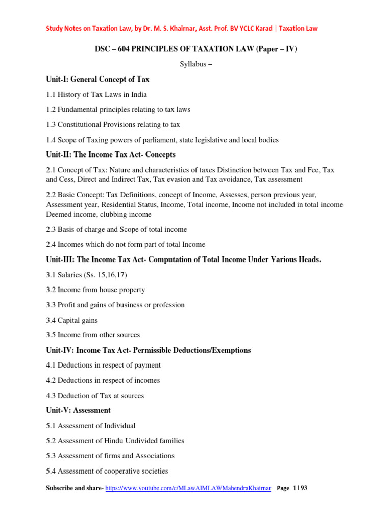 Notes On Taxation Law | PDF | Taxes | Tax Deduction