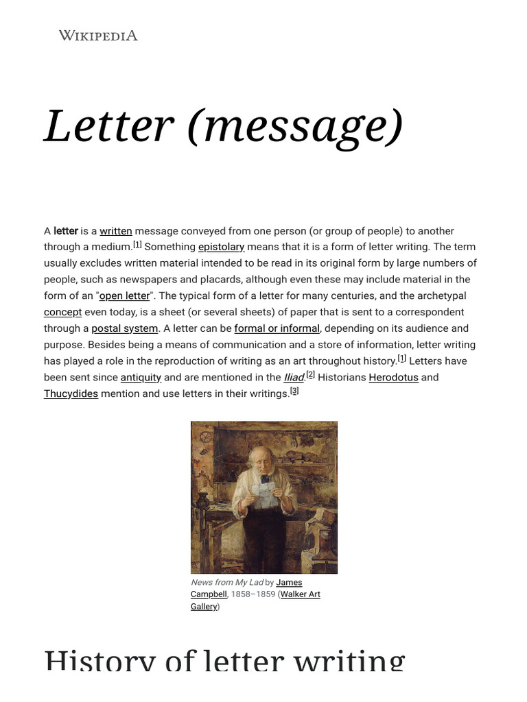 History and Importance of Letter Writing | PDF | Freight Transport ...