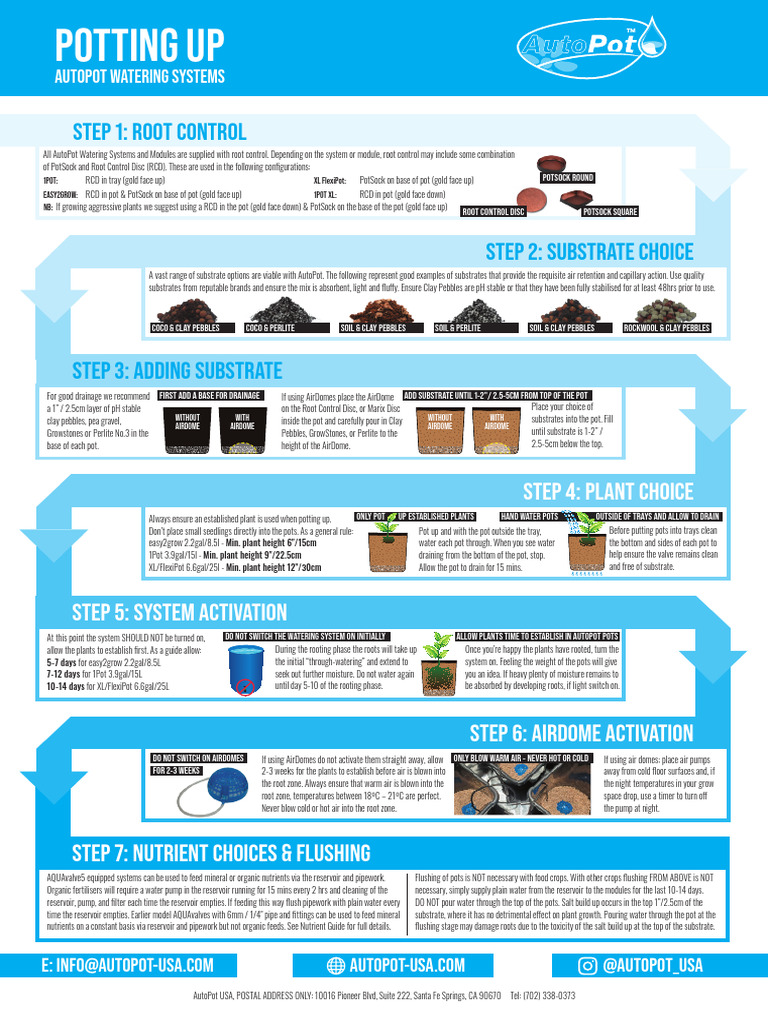 AutoPot Watering System Substrate Guide | PDF | Soil | Water