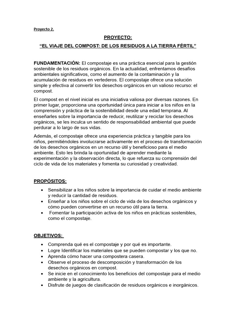 Proyecto de Compostaje para Niños | PDF | Compost | Residuos