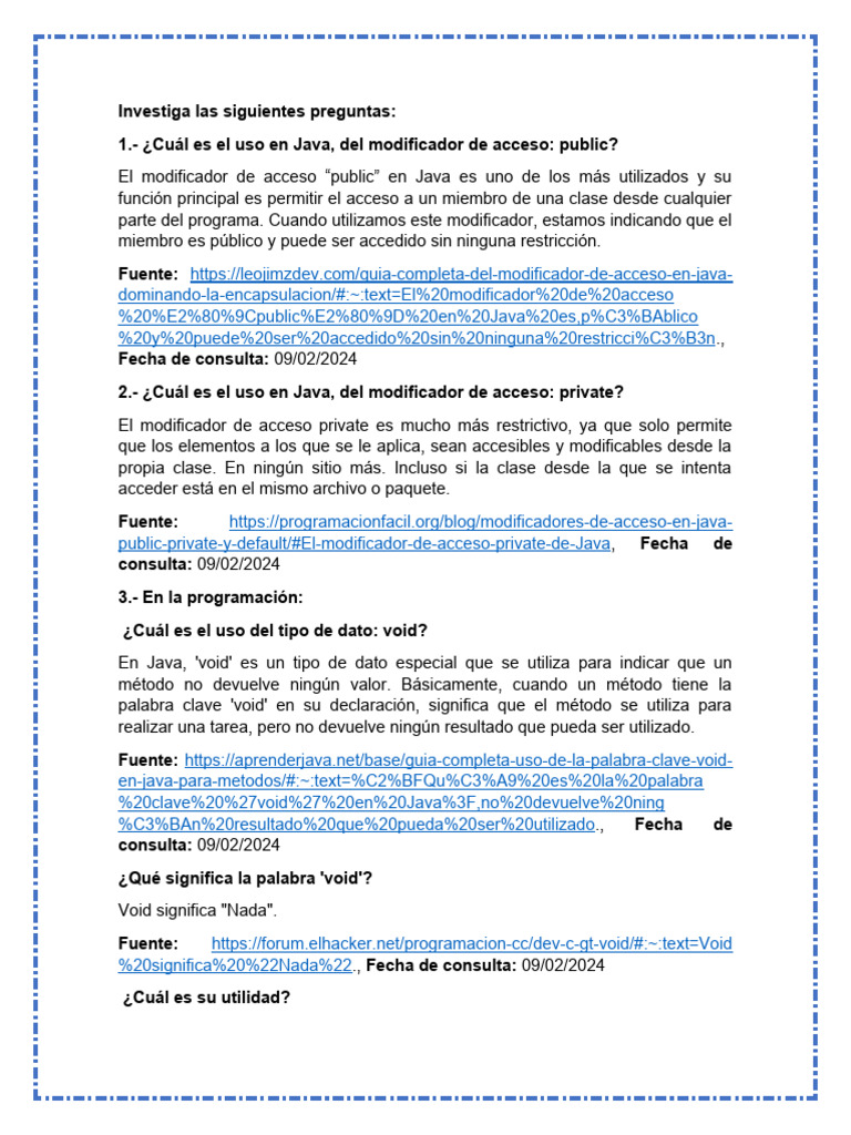 Modificadores de acceso y métodos en Java | PDF | Puntero (Programación ...