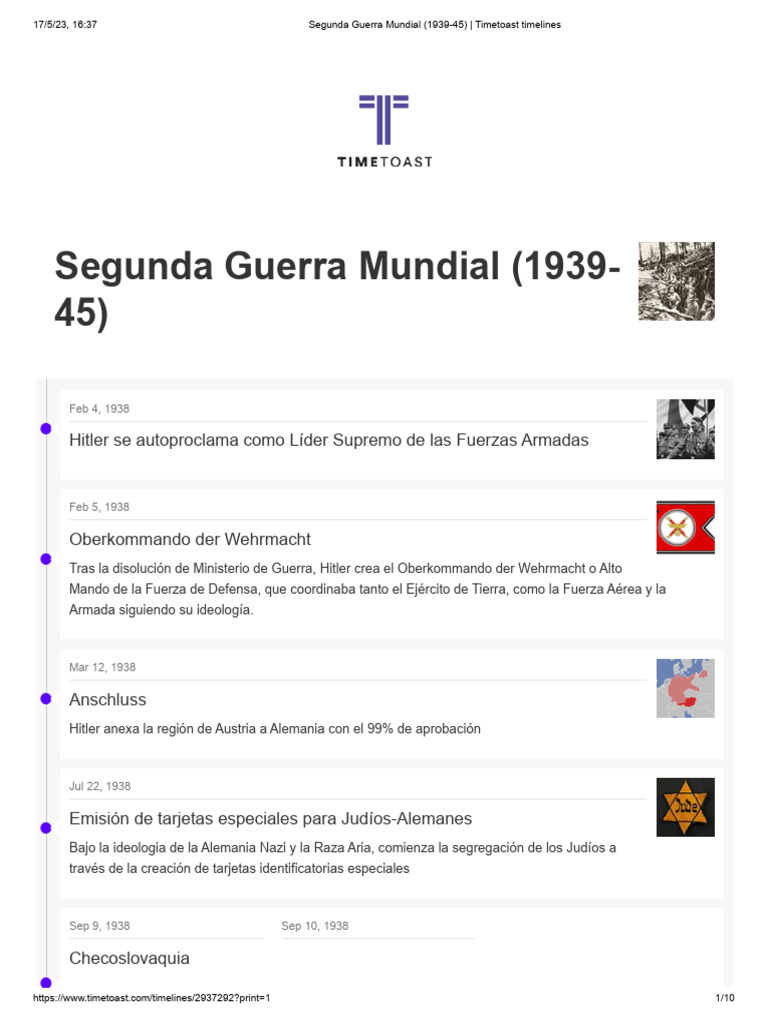 Segunda Guerra Mundial 1939 45 Timetoast Timelines Pdf Segunda