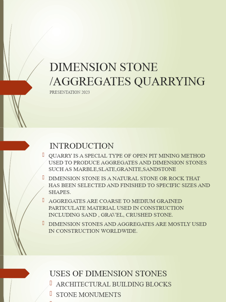 Quarrying Dimension Stone & Aggregates | PDF | Construction Aggregate ...