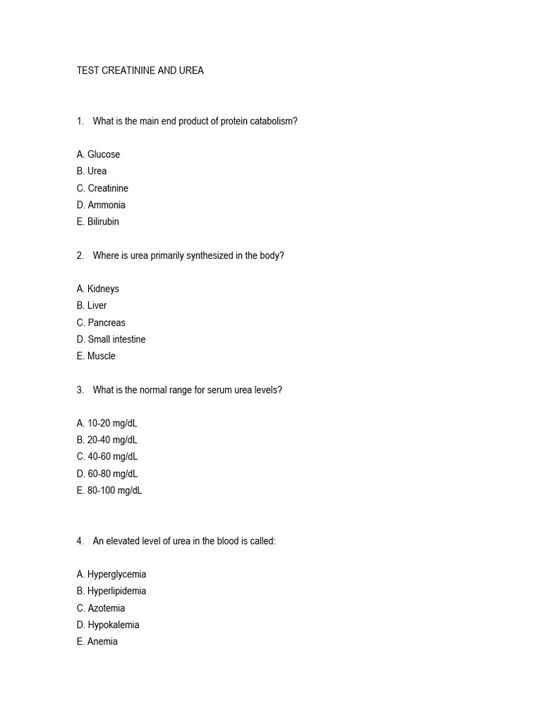 Understanding Creatinine and Urea Levels | PDF | Self-Improvement ...
