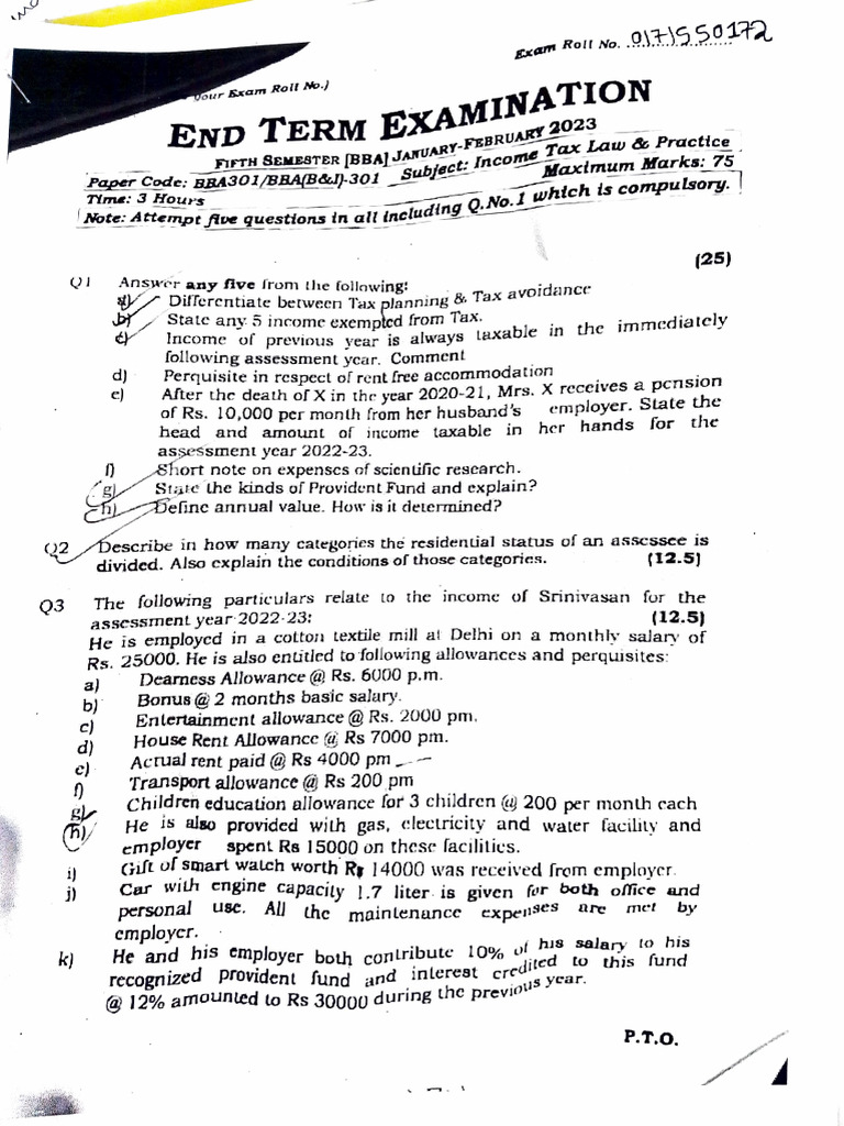 Income Tax Previous Year Question Paper | PDF | Taxes | Income