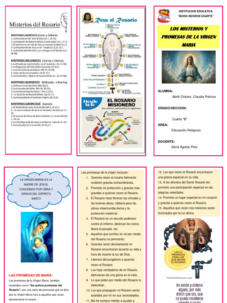 Triptico Relig El Rosario | PDF | Rosario | María, madre de Jesús