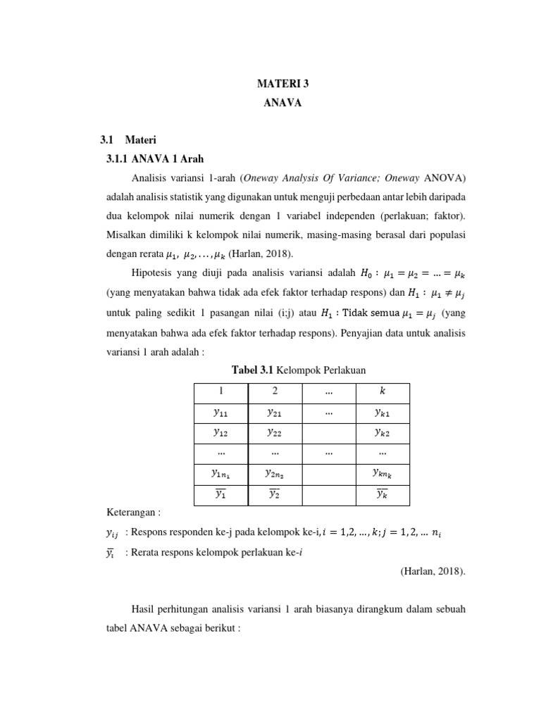 Analisis Variansi (ANAVA) 1 dan 2 Arah | PDF
