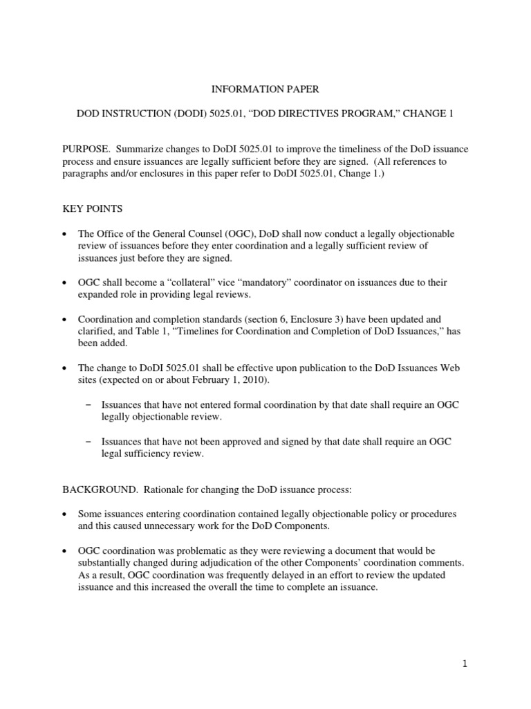 Changes to DoDI 5025.01 Issuance Process | PDF | United States ...