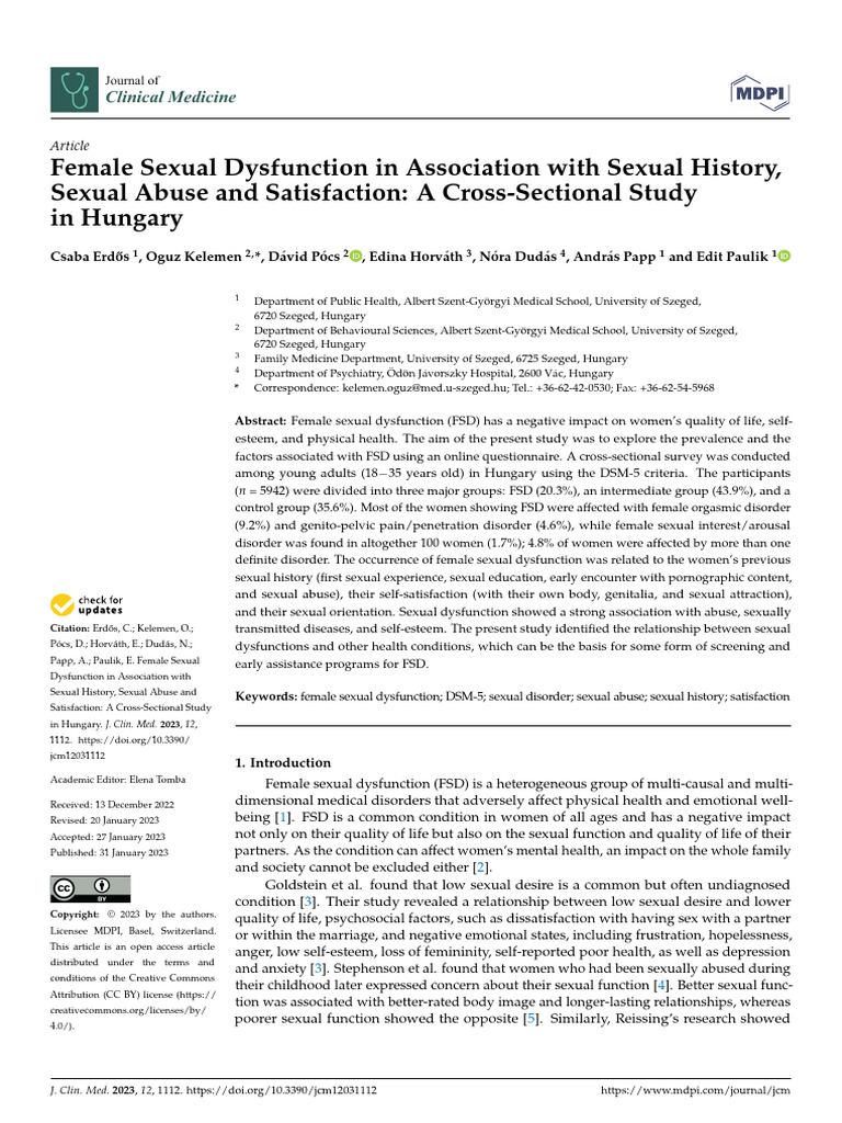 Female Sexual Dysfunction in Hungary | PDF | Diagnostic And Statistical ...