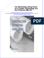 Construction Estimating Using Excel What S New in Trades Technology 3Rd Edition Peterson Mba Pe Online Ebook Texxtbook Full Chapter PDF