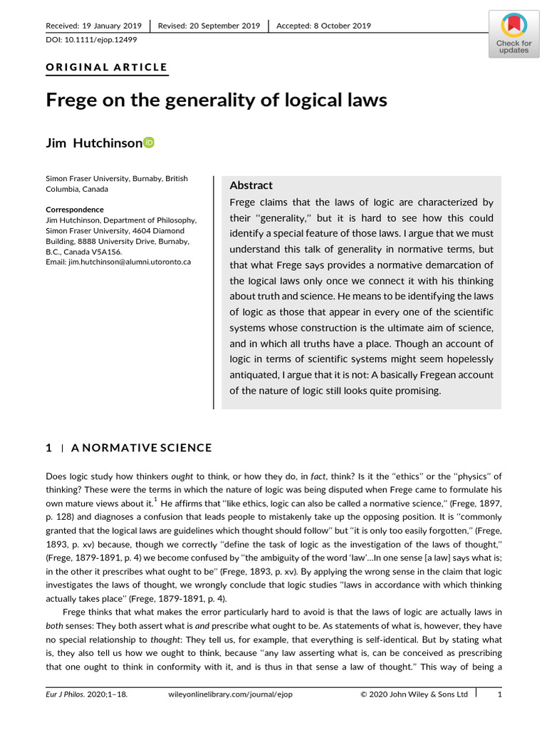 Frege's Normative View on Logical Laws | PDF | Logic | Truth