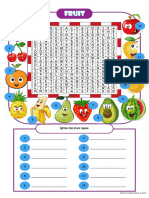 Wordsearch With Fruit Vocabulary