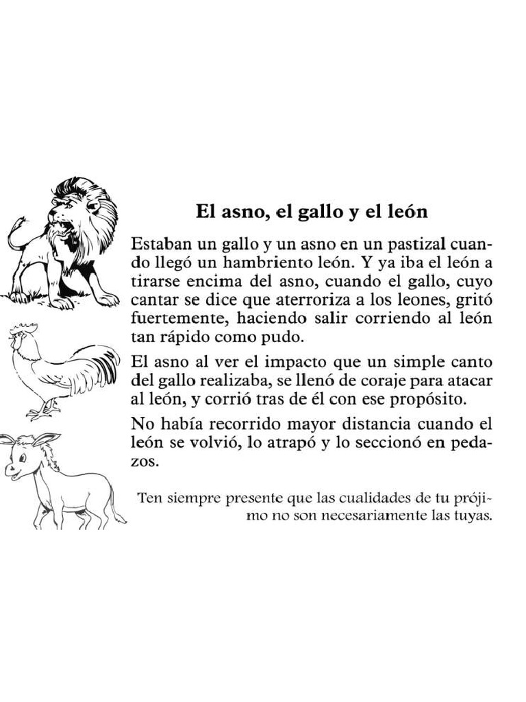El Asno, El Gallo y El Leòn | PDF