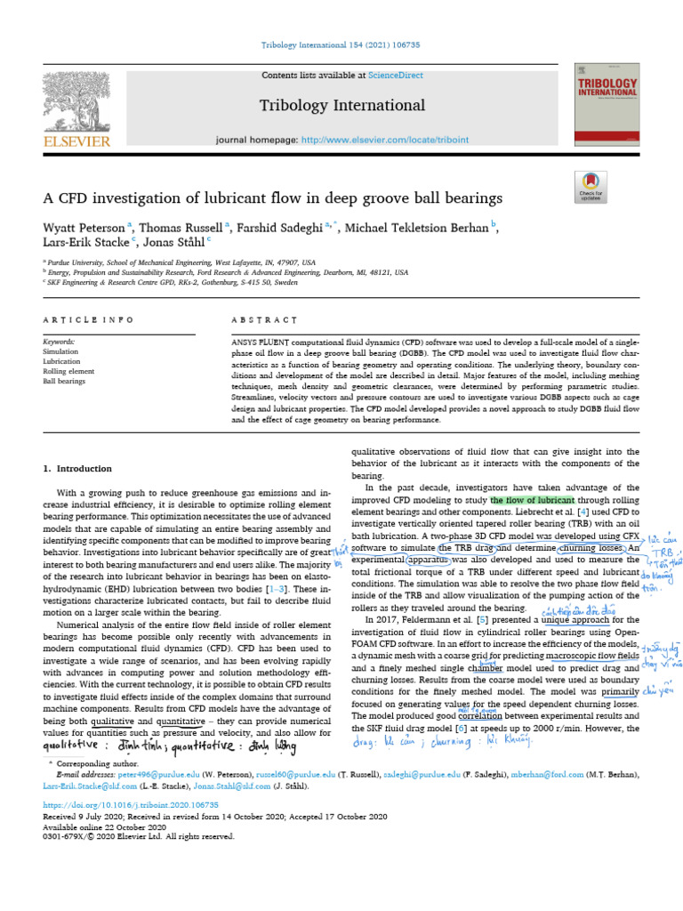 A CFD Investigation of Lubricant Flow in Deep Groove Ball Bearings
