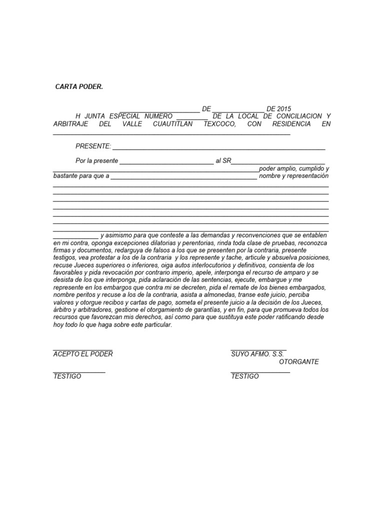 Modelo de Carta Poder Legal | PDF | Justicia | Crimen y violencia