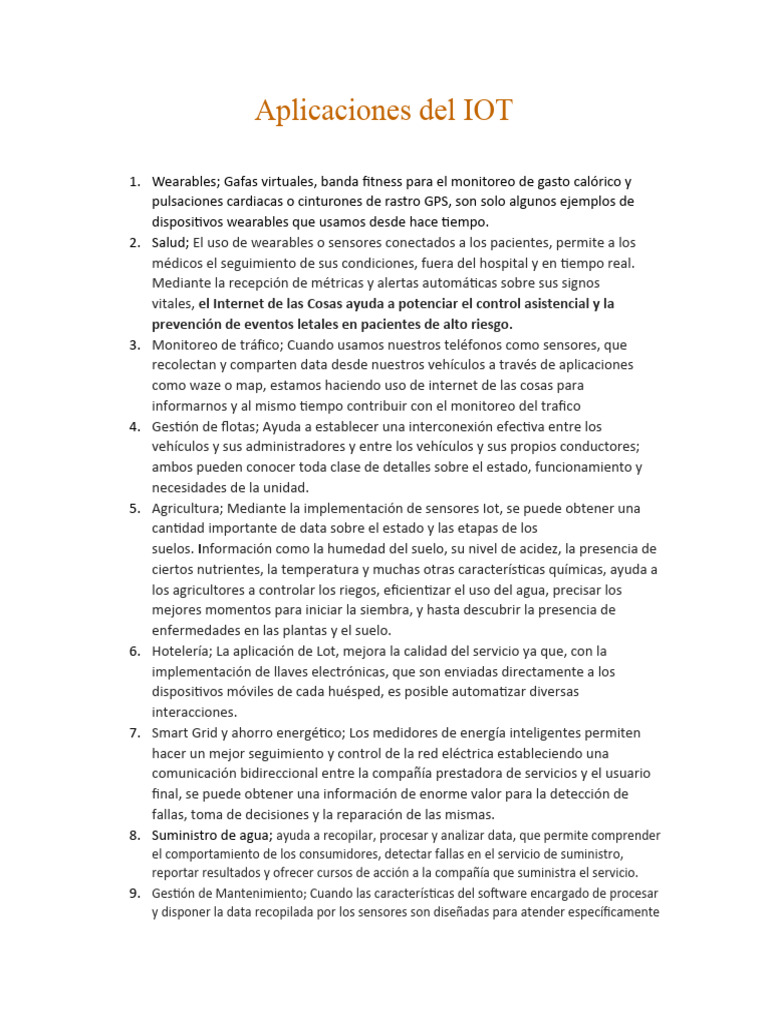 Aplicaciones del IoT en diversos sectores | PDF | Internet de las Cosas ...