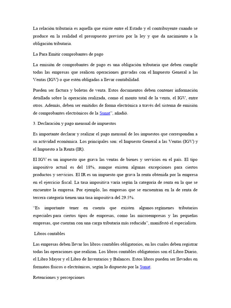 Obligaciones Tributarias para Empresas | PDF | Impuestos | Contabilidad