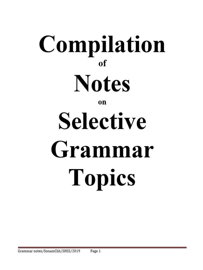A Compilation of Grammar Notes 1 | PDF | Verb | Adverb