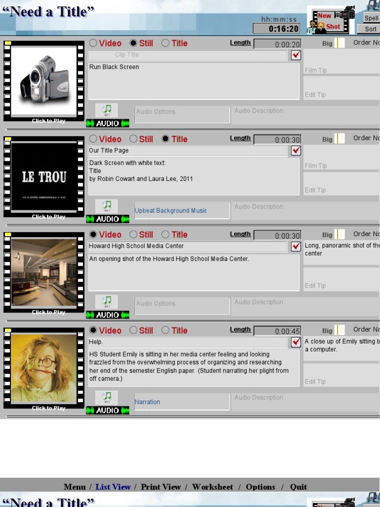 Video Still Title: List View | PDF | Leisure
