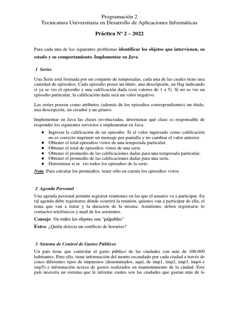 Ejercicios de Programación en Java | PDF | Objeto (informática) | Java ...