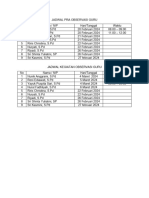 Jadwal Pra Observasi Dan Observasi Guru