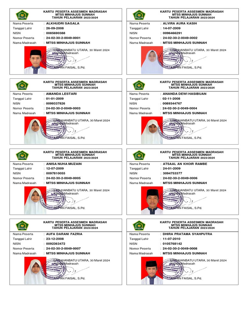 Kartu Ujian AM MTs 2023-2024 FIX | PDF
