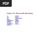 Index For Micorsoft Worksheet Functions