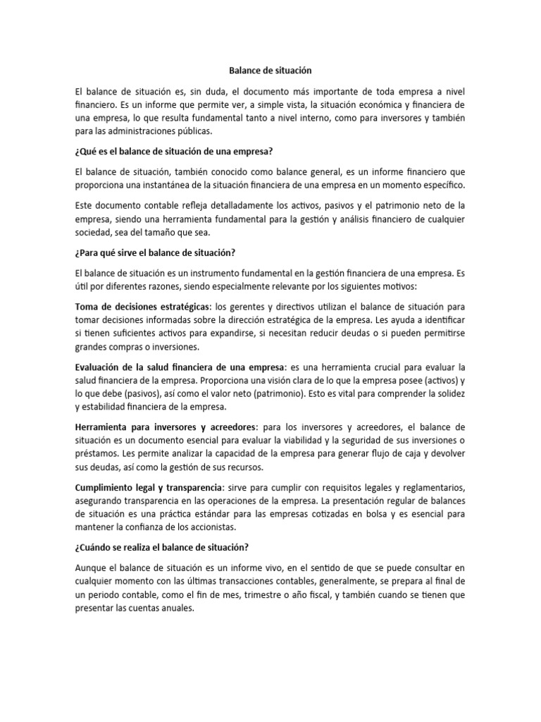 Balance de situación inicial | PDF | Hoja de balance | Contabilidad