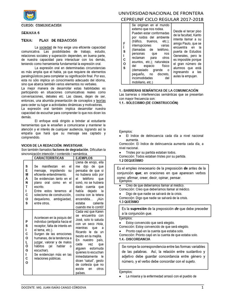 Semana 6 Comunicaci#u00d2n | PDF | Comunicación